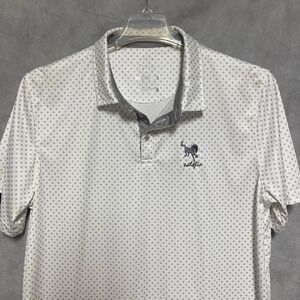 Swannies Polo Shirt Men XL White Performance Golf All‎ Over Geometric Abstract